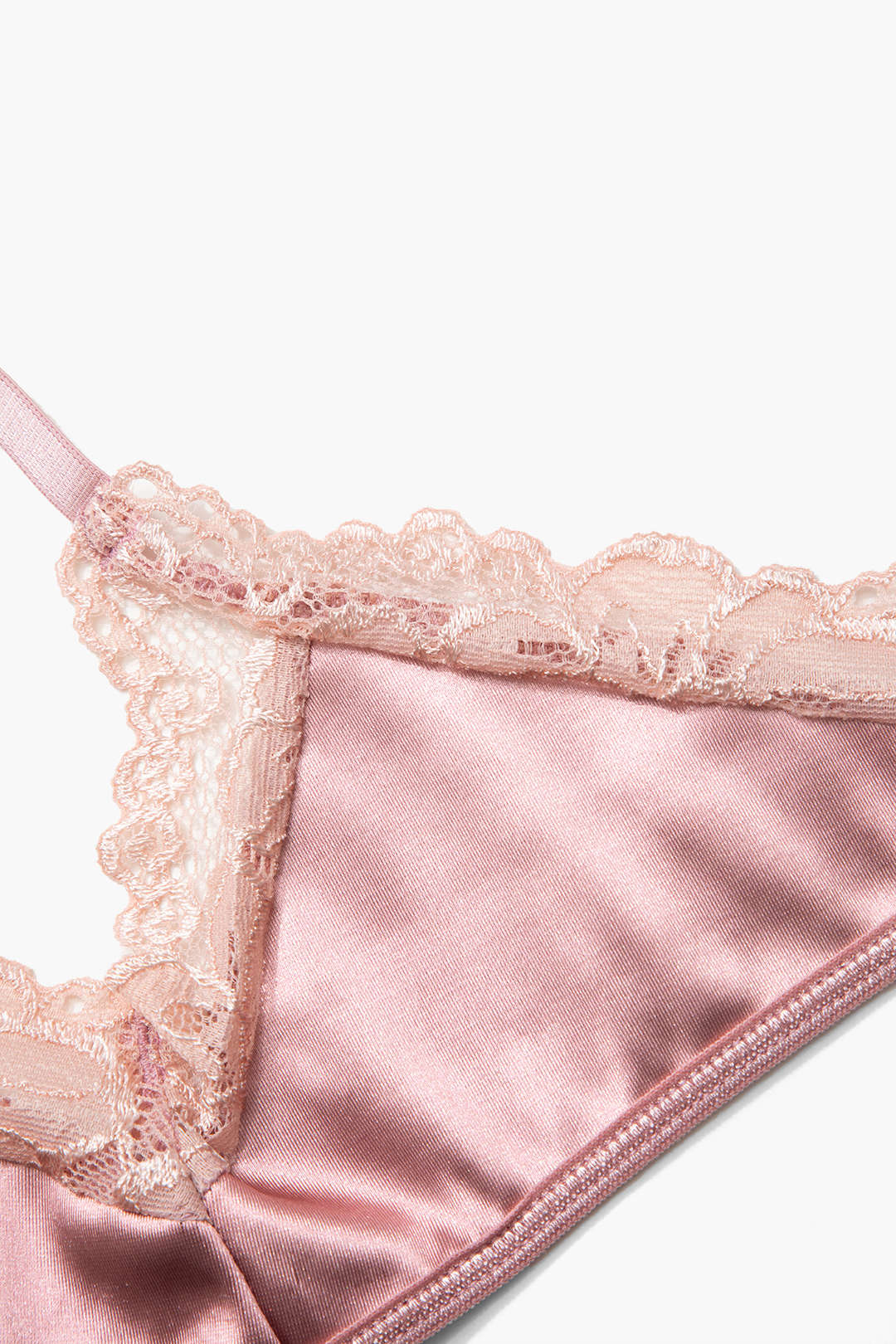 Dantel Saten Pembe İç Giyim Jartiyer Seti
