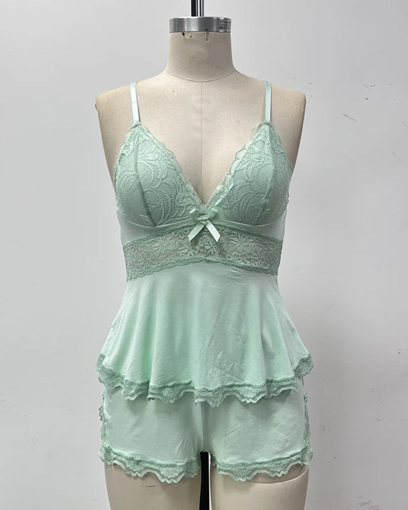 Lace Camisole and Shorts Sleepwear Set
