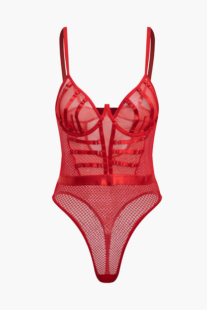 File Şeffaf Sırt Dekolteli Büstiyer İç Giyim Bodysuit