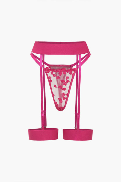 Dantel Nakışlı Bustier Kemerli Lingerie Jartiyer  Seti