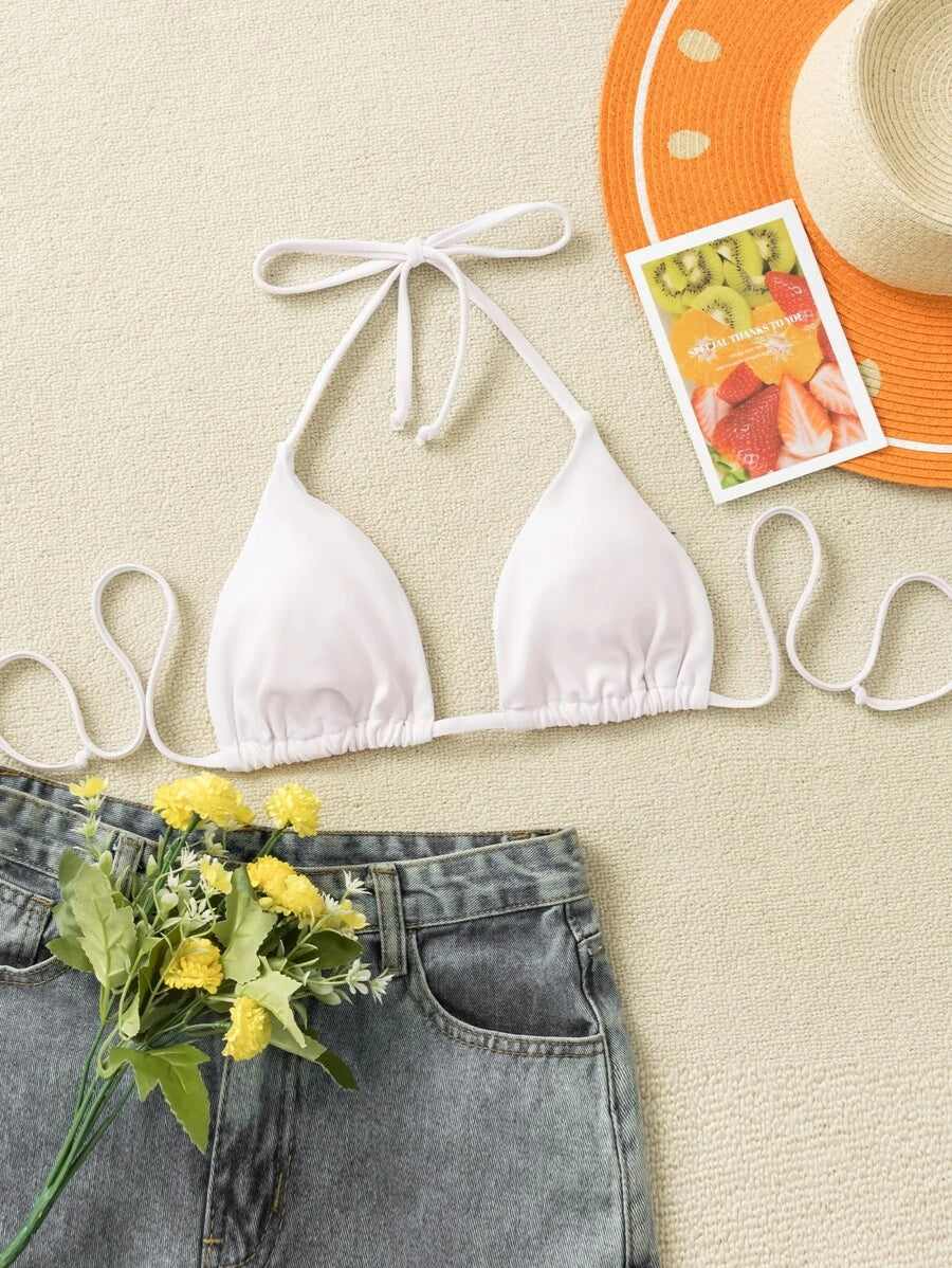 Swim Basics Seksi Düz Renk Askılı Bikini Üstü