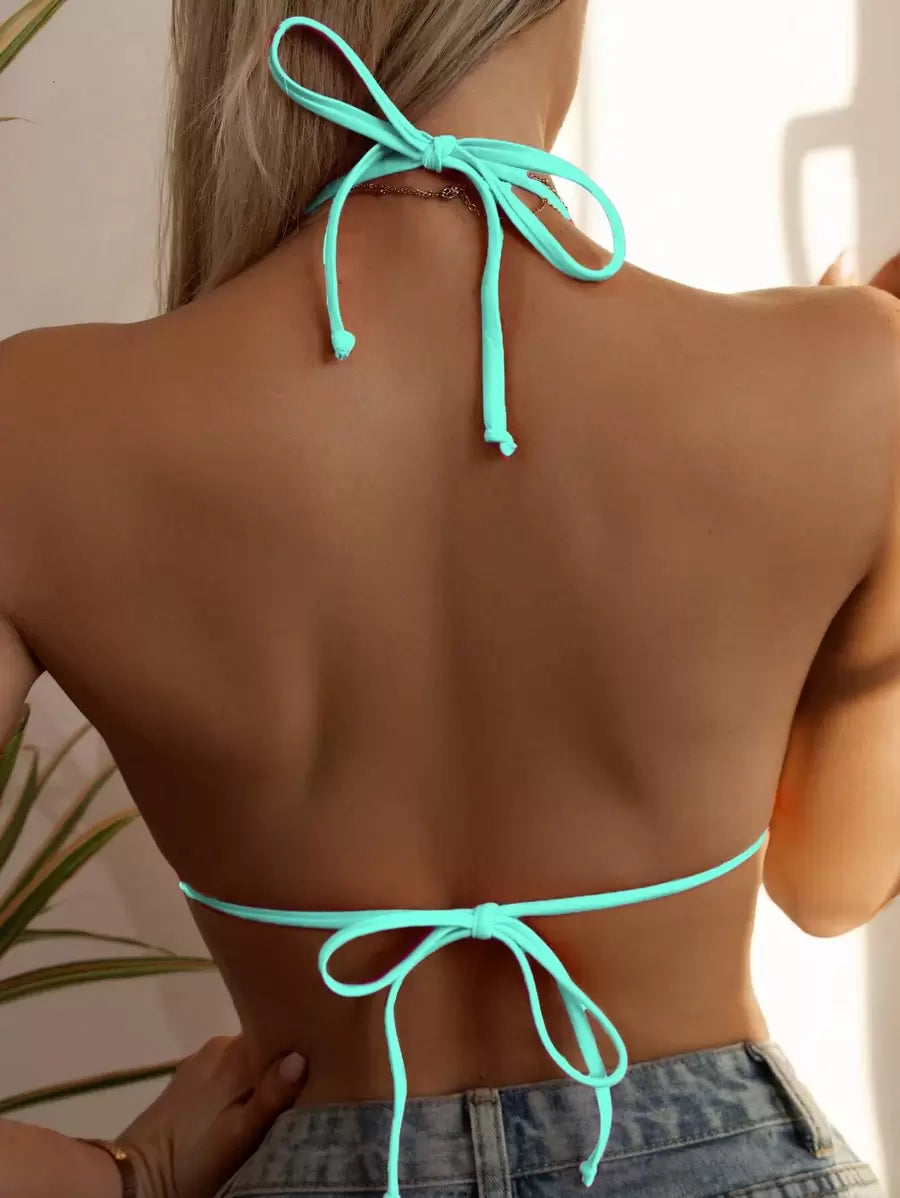 Swim Basics Seksi Düz Renk Askılı Bikini Üstü