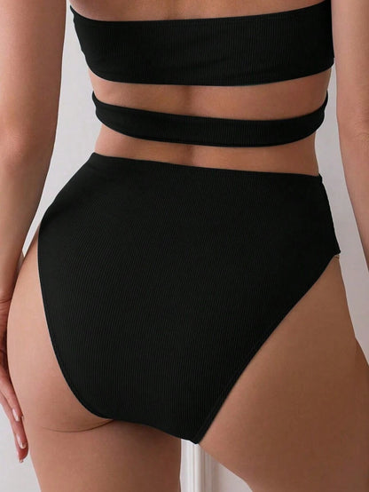 Derin V Yakalı Seksi Sırtı Açık Tek Parça Mayo Yaz Plaj Tatili