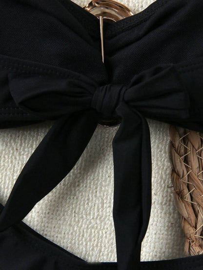 Polovedo Seksi Düz Renk Bandeau Bikini Seti