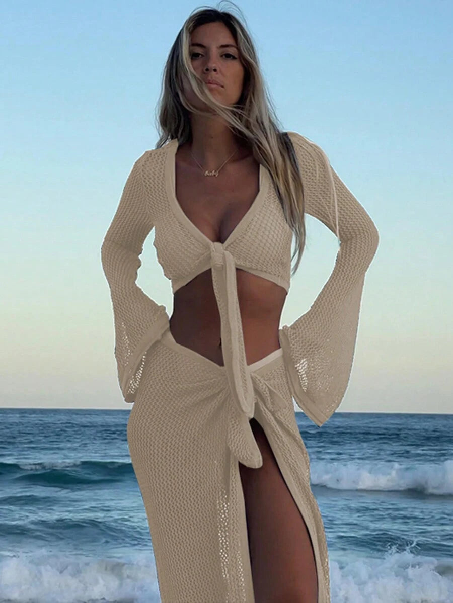 Ocean Mesh Set – File Crop Üst Plaj Eteği Cover-Up