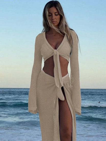 Ocean Mesh Set – File Crop Üst Plaj Eteği Cover-Up