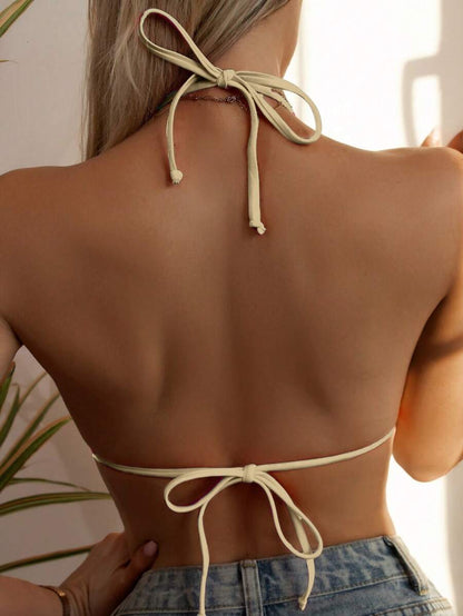 Swim Basics Seksi Düz Renk Askılı Bikini Üstü