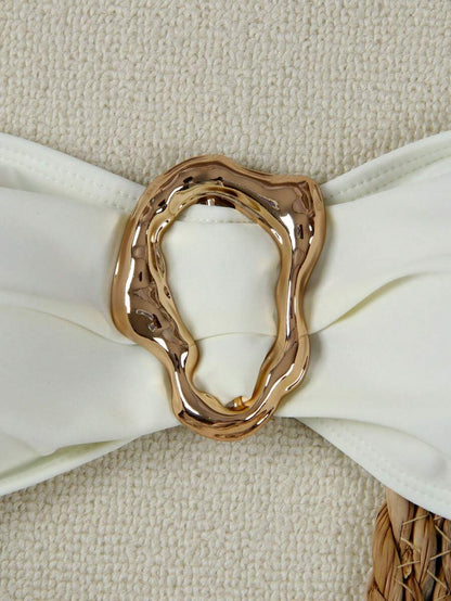 Polovedo Seksi Düz Renk Bandeau Bikini Seti