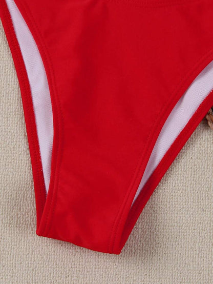 Polovedo Seksi Düz Renk Bandeau Bikini Seti