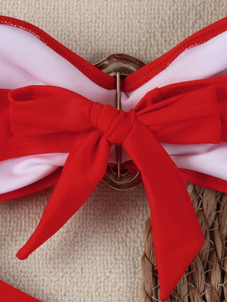 Polovedo Seksi Düz Renk Bandeau Bikini Seti