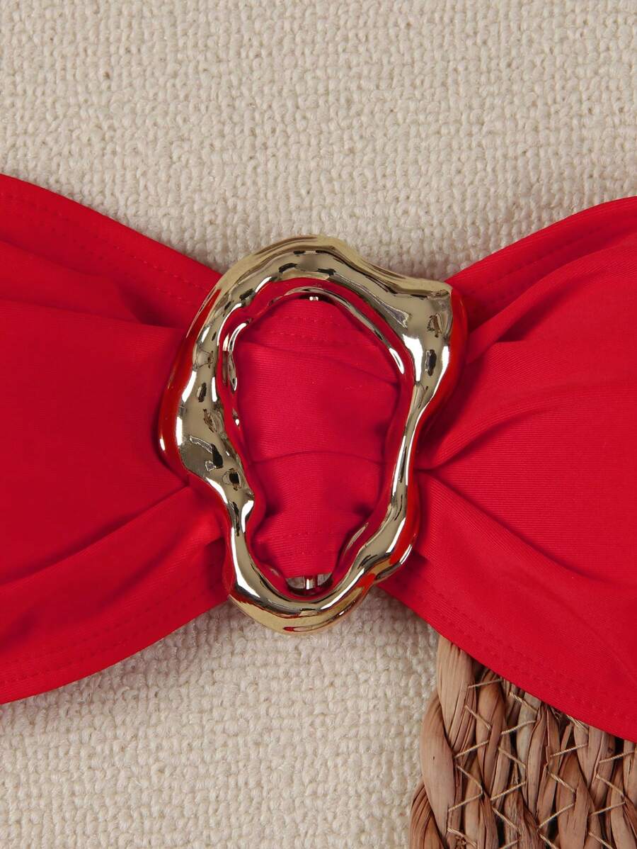 Polovedo Seksi Düz Renk Bandeau Bikini Seti