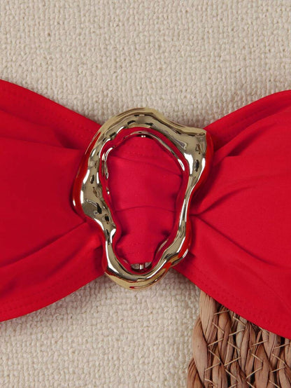 Polovedo Seksi Düz Renk Bandeau Bikini Seti