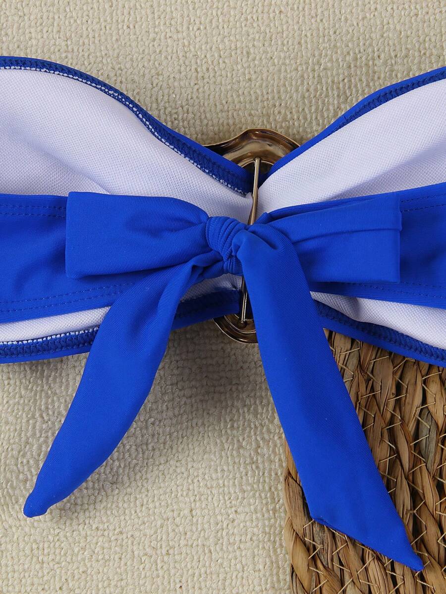 Polovedo Seksi Düz Renk Bandeau Bikini Seti