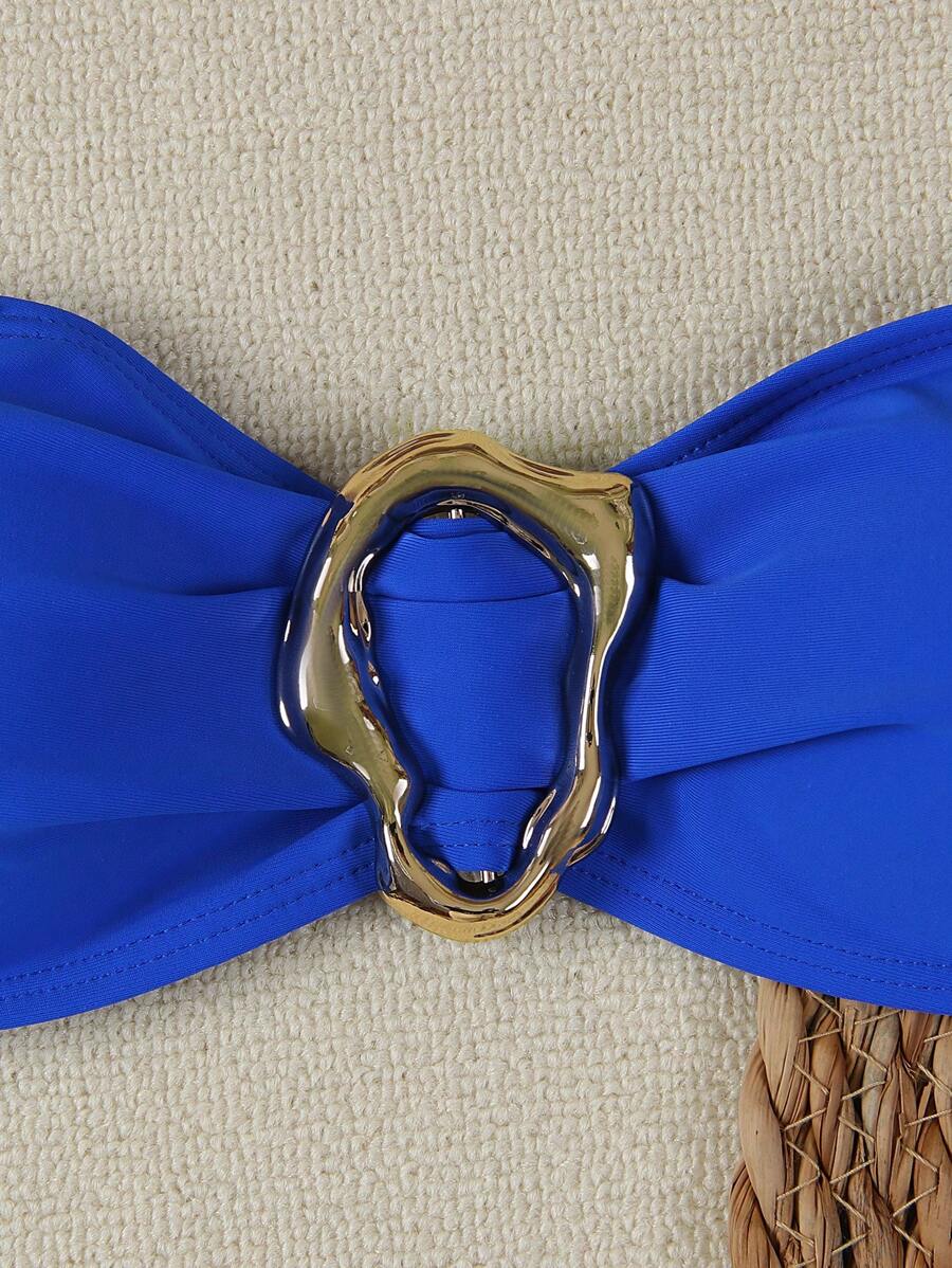 Polovedo Seksi Düz Renk Bandeau Bikini Seti