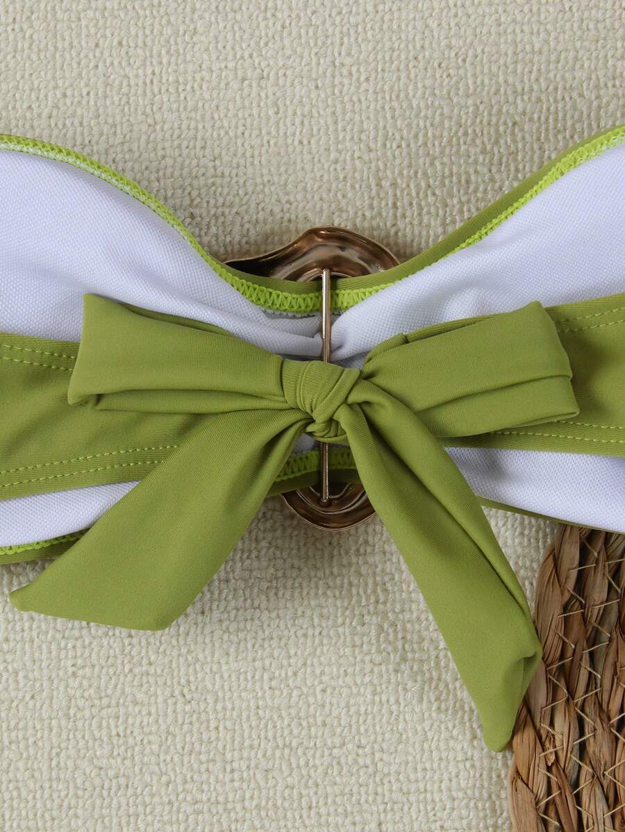 Polovedo Seksi Düz Renk Bandeau Bikini Seti