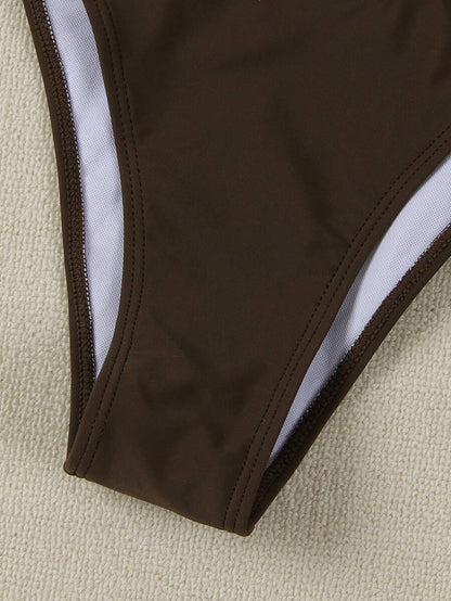 Polovedo Seksi Düz Renk Bandeau Bikini Seti