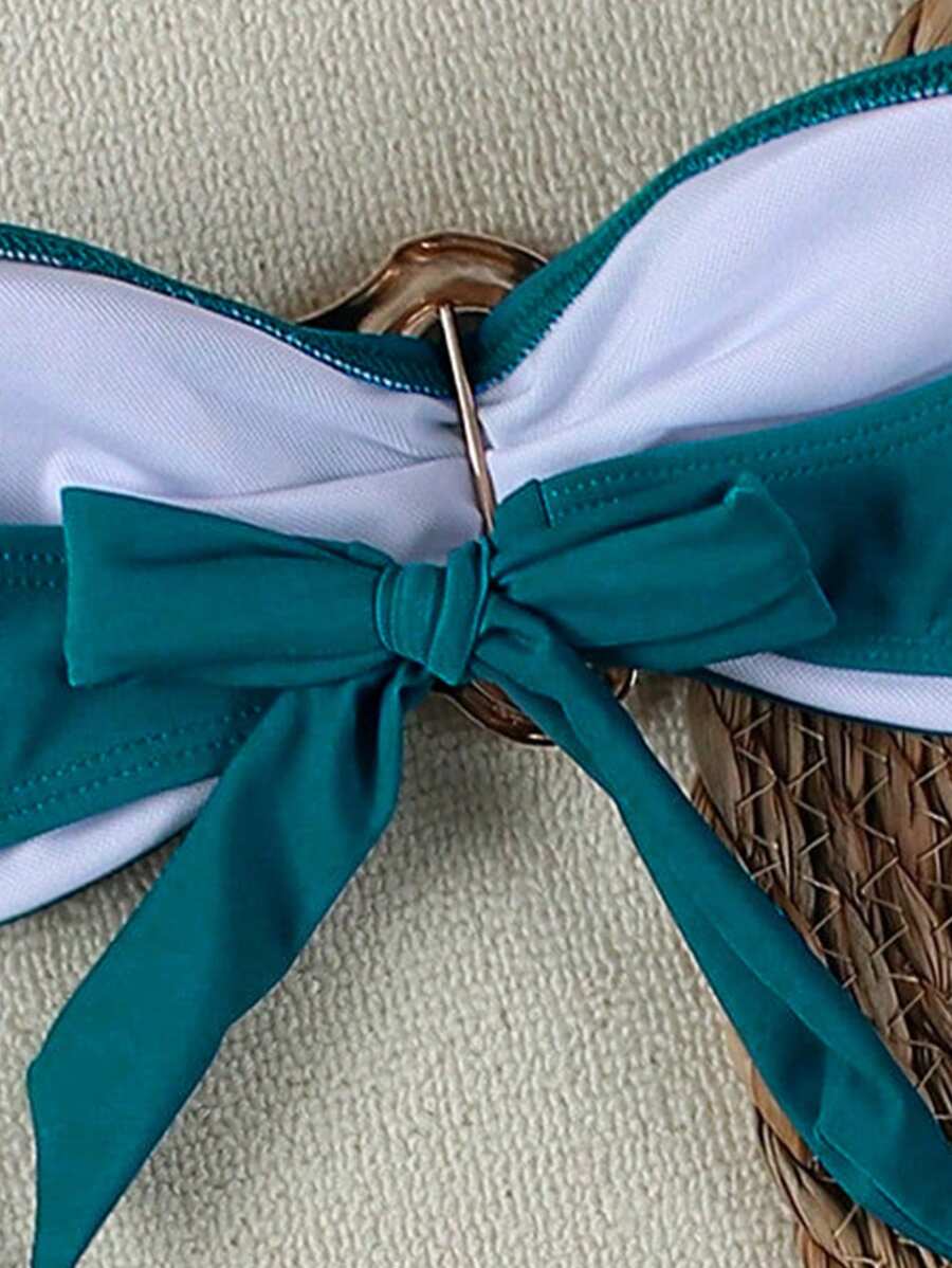 Polovedo Seksi Düz Renk Bandeau Bikini Seti