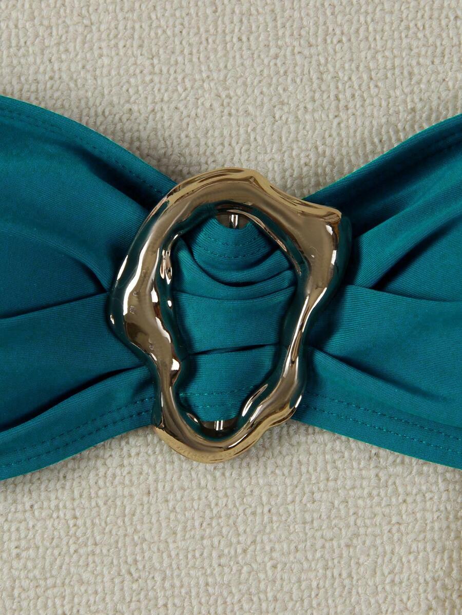 Polovedo Seksi Düz Renk Bandeau Bikini Seti