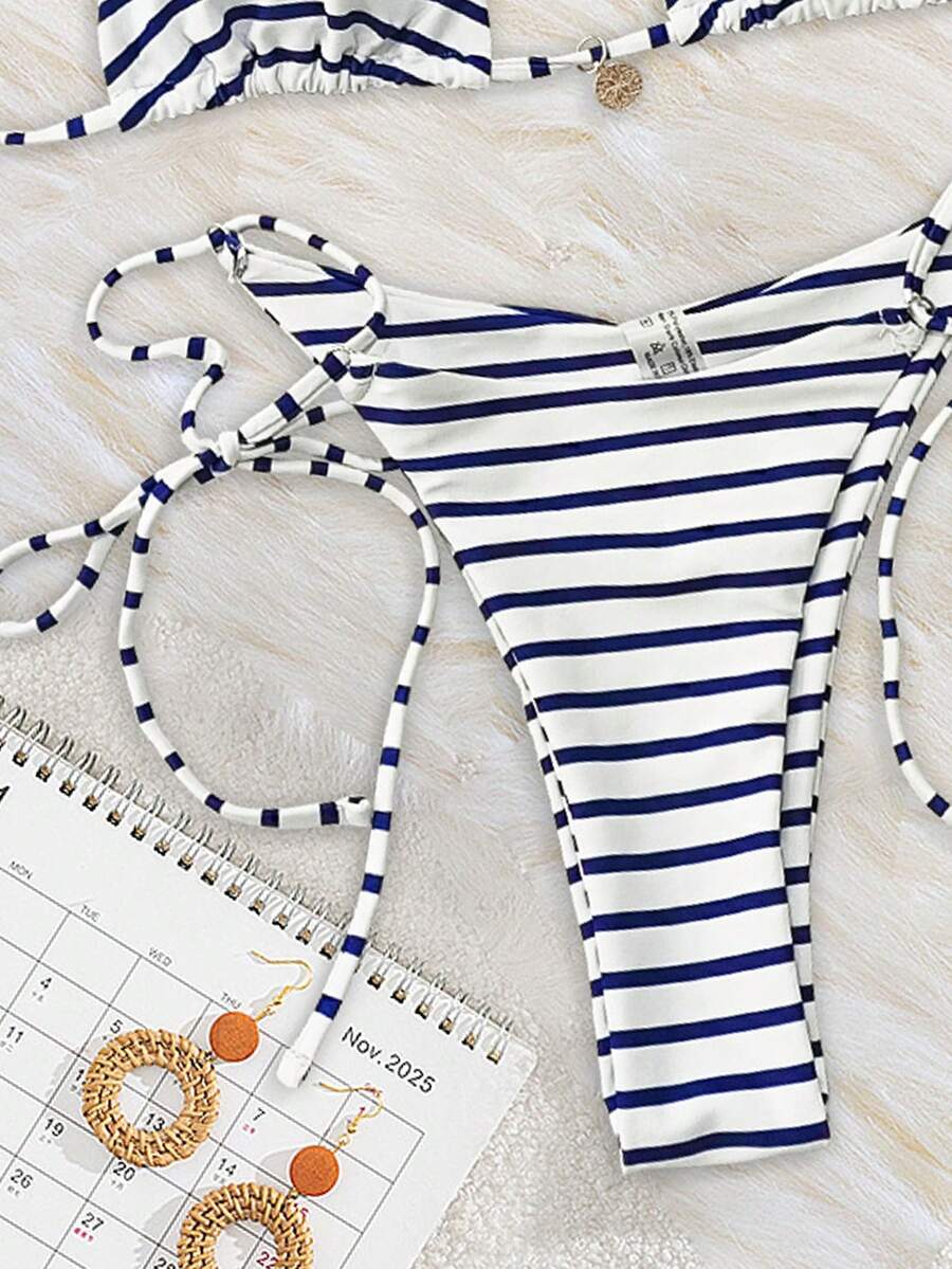 Marine Stripe Triangle Bikini Seti