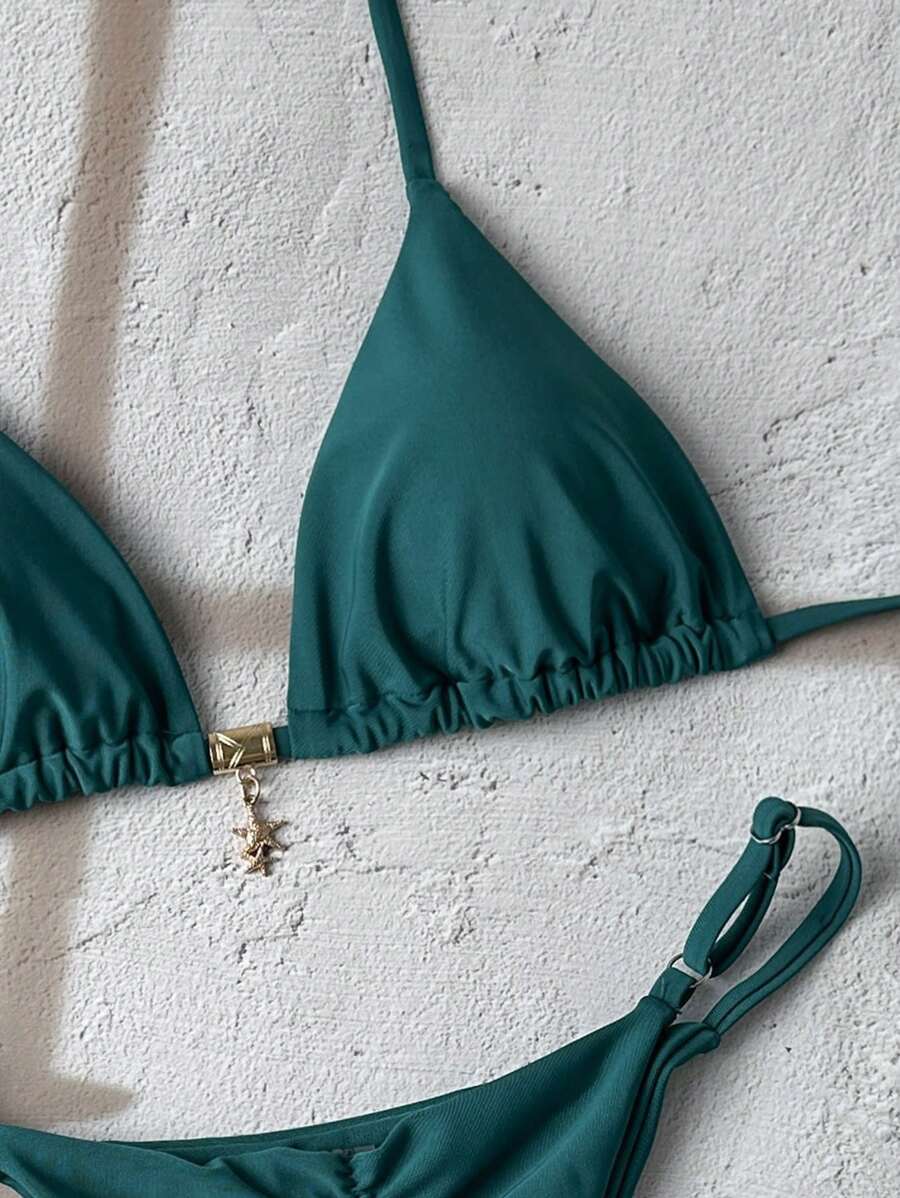 Swim Vcay  Askılı Bikini Seti Seksi Tanga Mayo