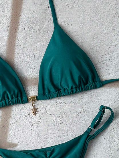 Swim Vcay  Askılı Bikini Seti Seksi Tanga Mayo