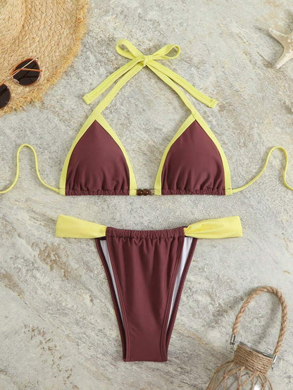 Retro Touch Renkli Üçgen Bikini Takımı