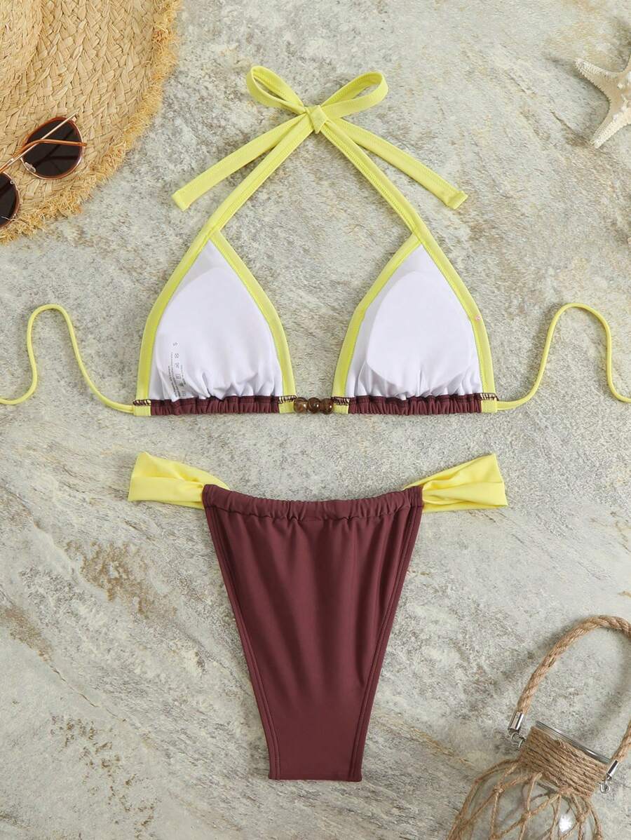 Retro Touch Renkli Üçgen Bikini Takımı