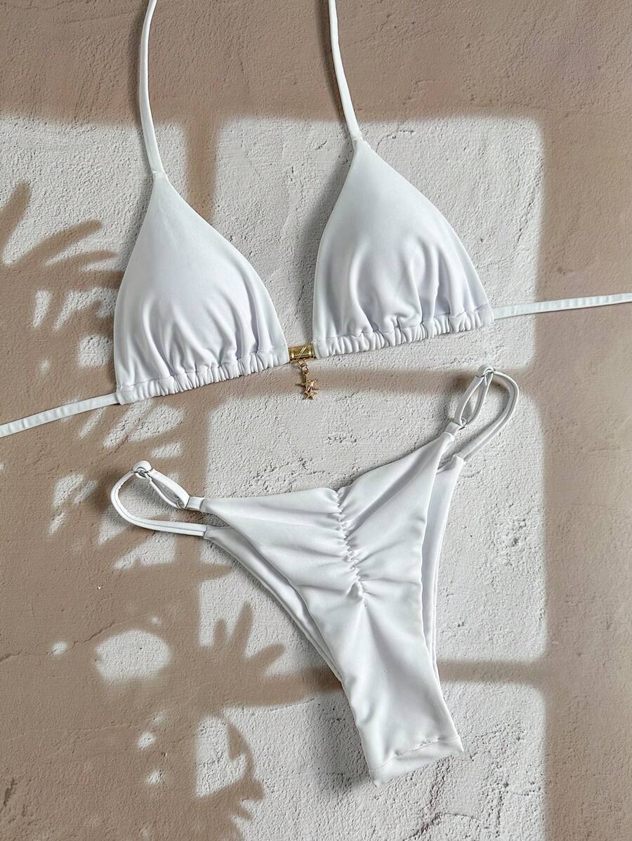 Swim Vcay  Askılı Bikini Seti Seksi Tanga Mayo