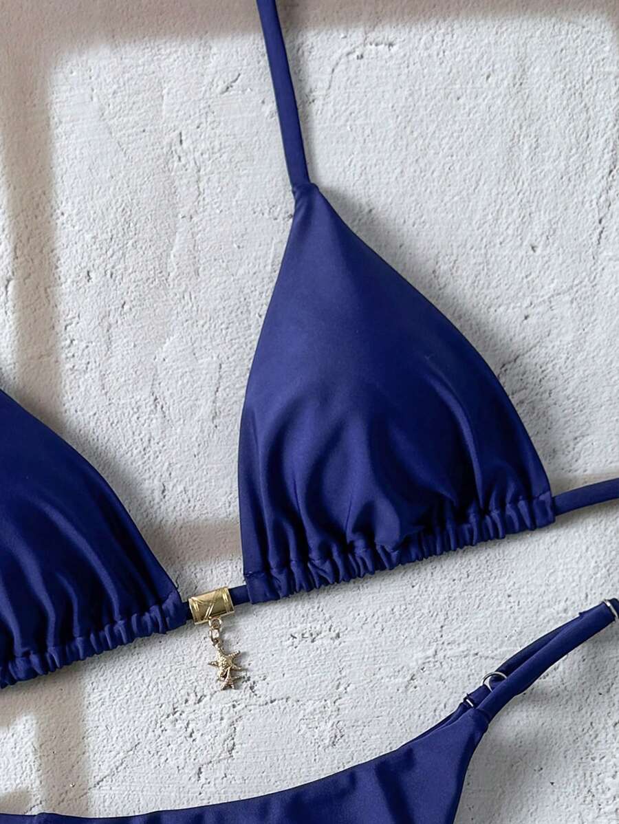 Swim Vcay  Askılı Bikini Seti Seksi Tanga Mayo