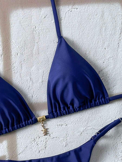 Swim Vcay  Askılı Bikini Seti Seksi Tanga Mayo