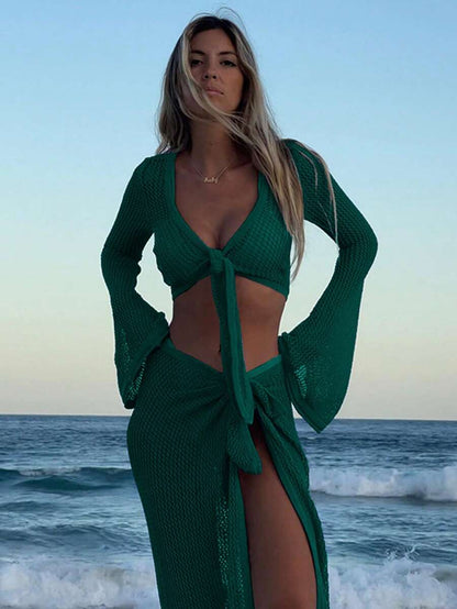 Ocean Mesh Set – File Crop Üst Plaj Eteği Cover-Up