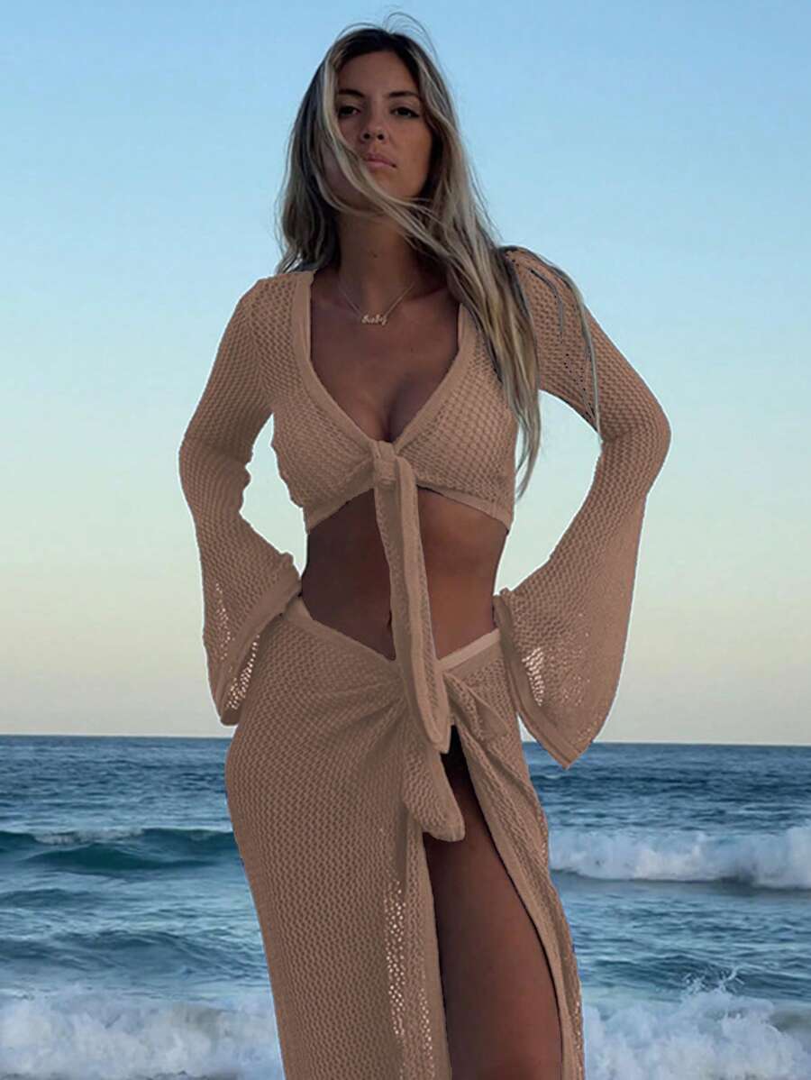 Ocean Mesh Set – File Crop Üst Plaj Eteği Cover-Up