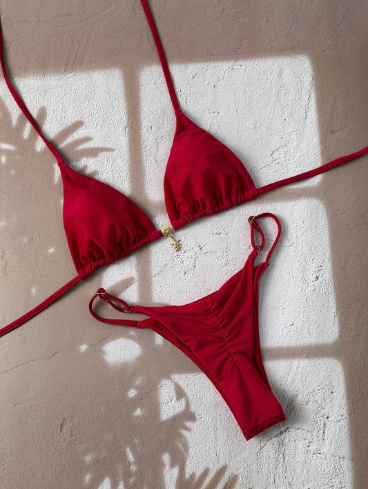 Swim Vcay  Askılı Bikini Seti Seksi Tanga Mayo