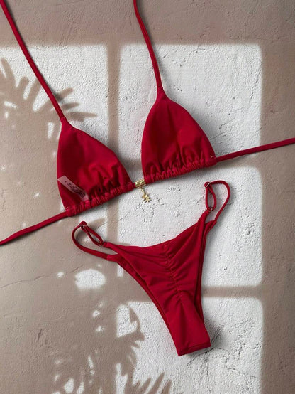 Swim Vcay  Askılı Bikini Seti Seksi Tanga Mayo