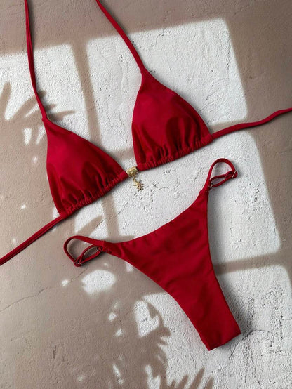 Swim Vcay  Askılı Bikini Seti Seksi Tanga Mayo