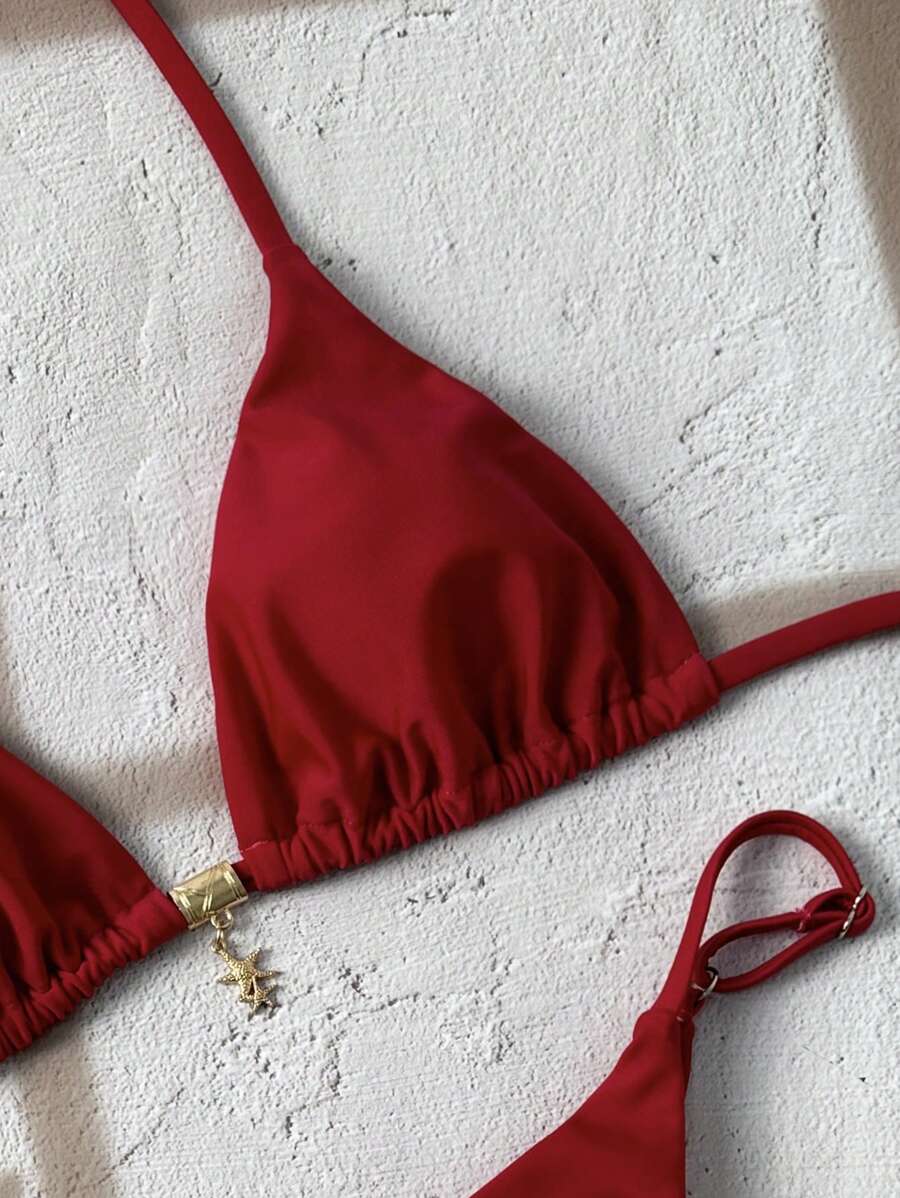 Swim Vcay  Askılı Bikini Seti Seksi Tanga Mayo