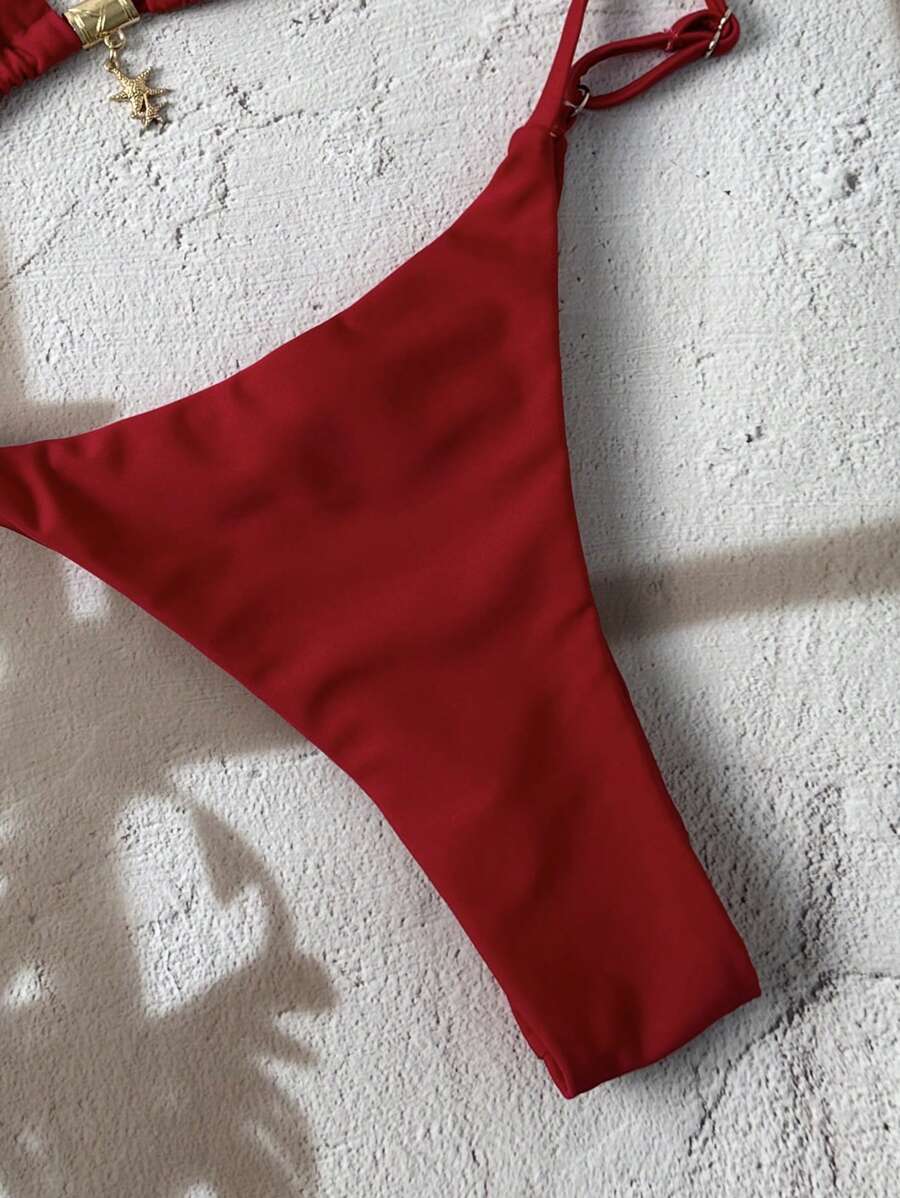 Swim Vcay  Askılı Bikini Seti Seksi Tanga Mayo