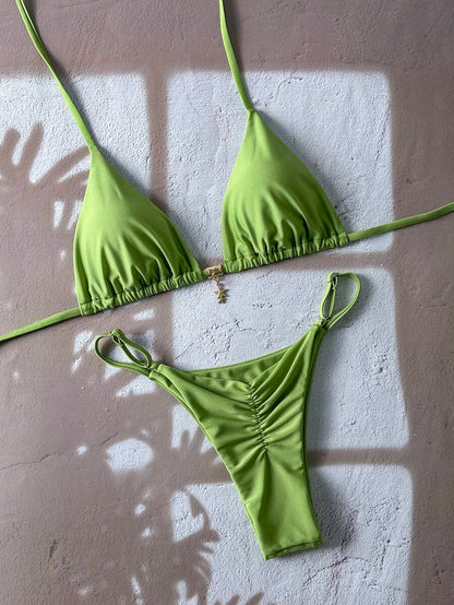 Swim Vcay  Askılı Bikini Seti Seksi Tanga Mayo