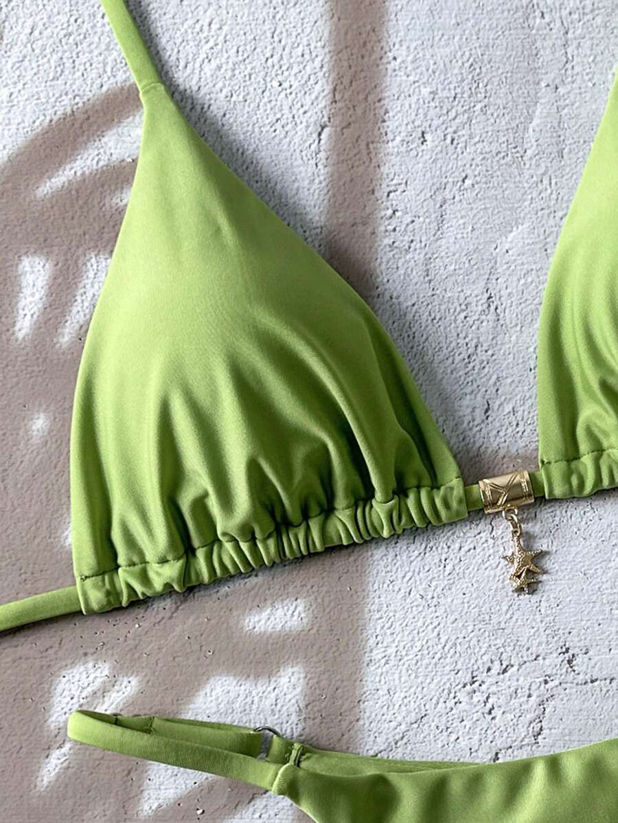 Swim Vcay  Askılı Bikini Seti Seksi Tanga Mayo