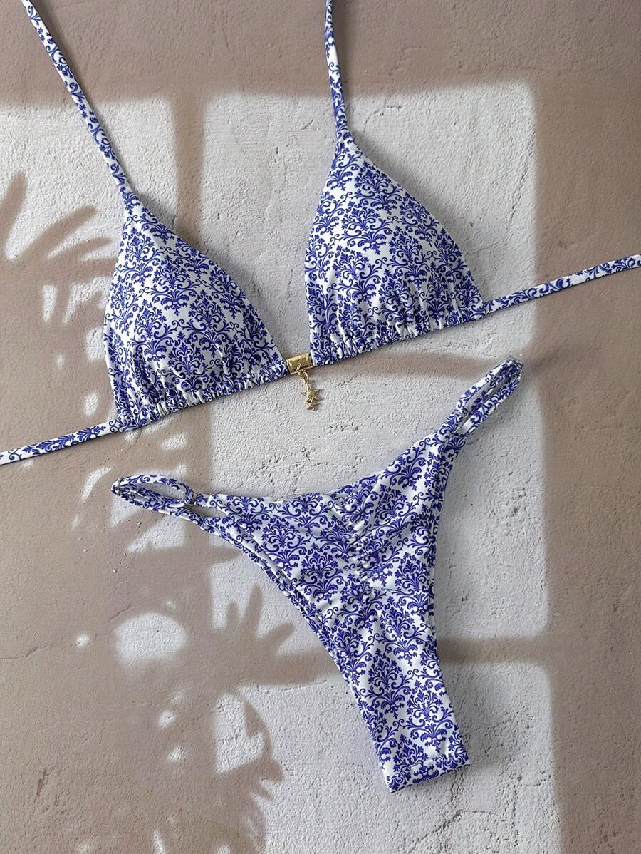 Swim Vcay  Askılı Bikini Seti Seksi Tanga Mayo