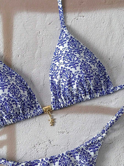 Swim Vcay  Askılı Bikini Seti Seksi Tanga Mayo