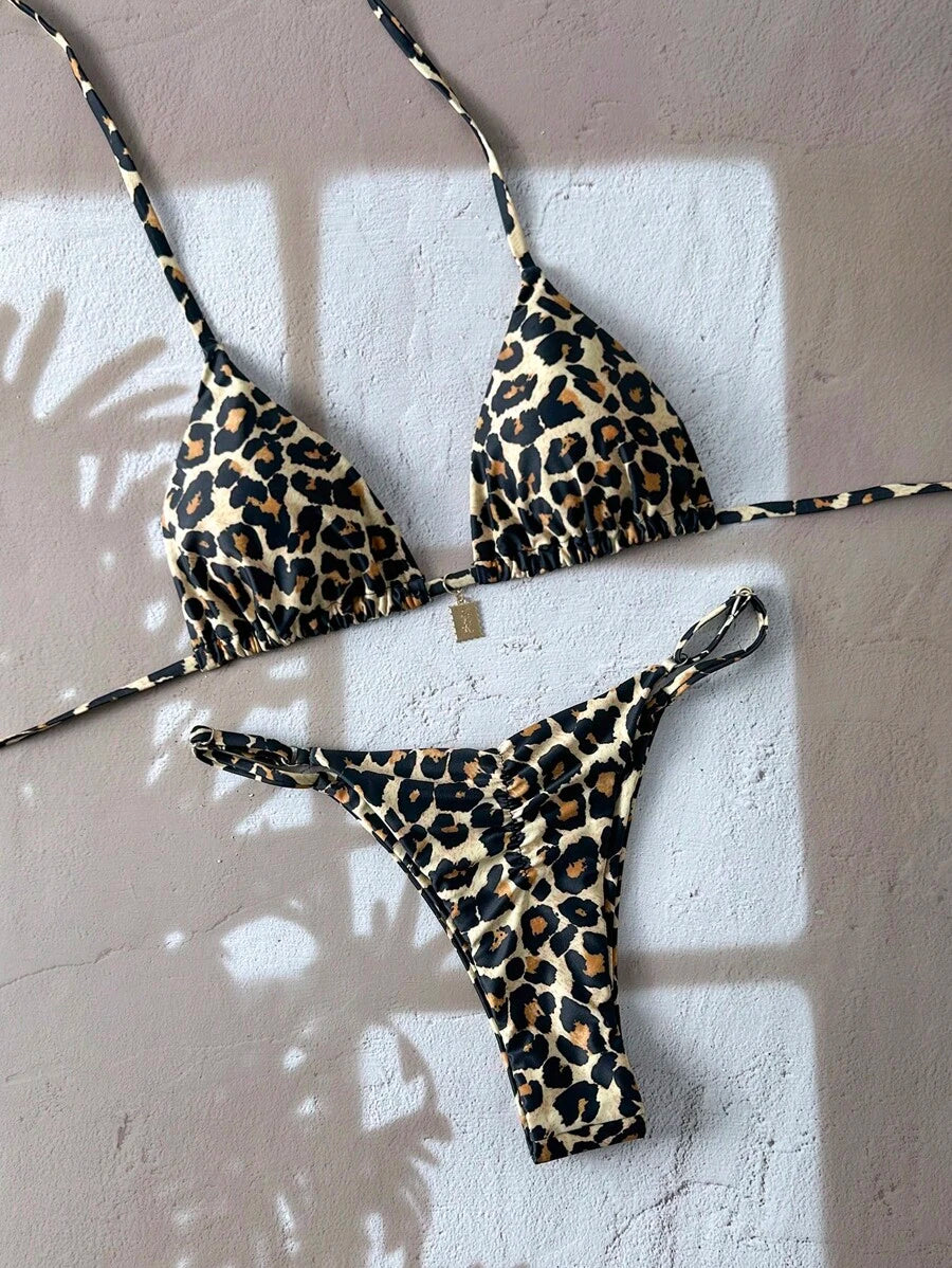 Swim Vcay  Askılı Bikini Seti Seksi Tanga Mayo