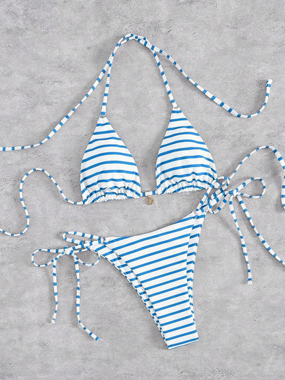 Marine Stripe Triangle Bikini Seti