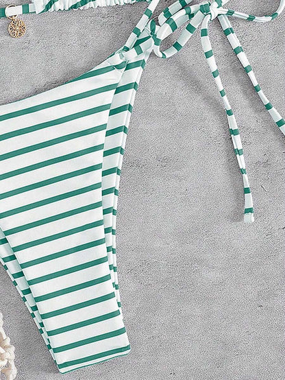 Marine Stripe Triangle Bikini Seti