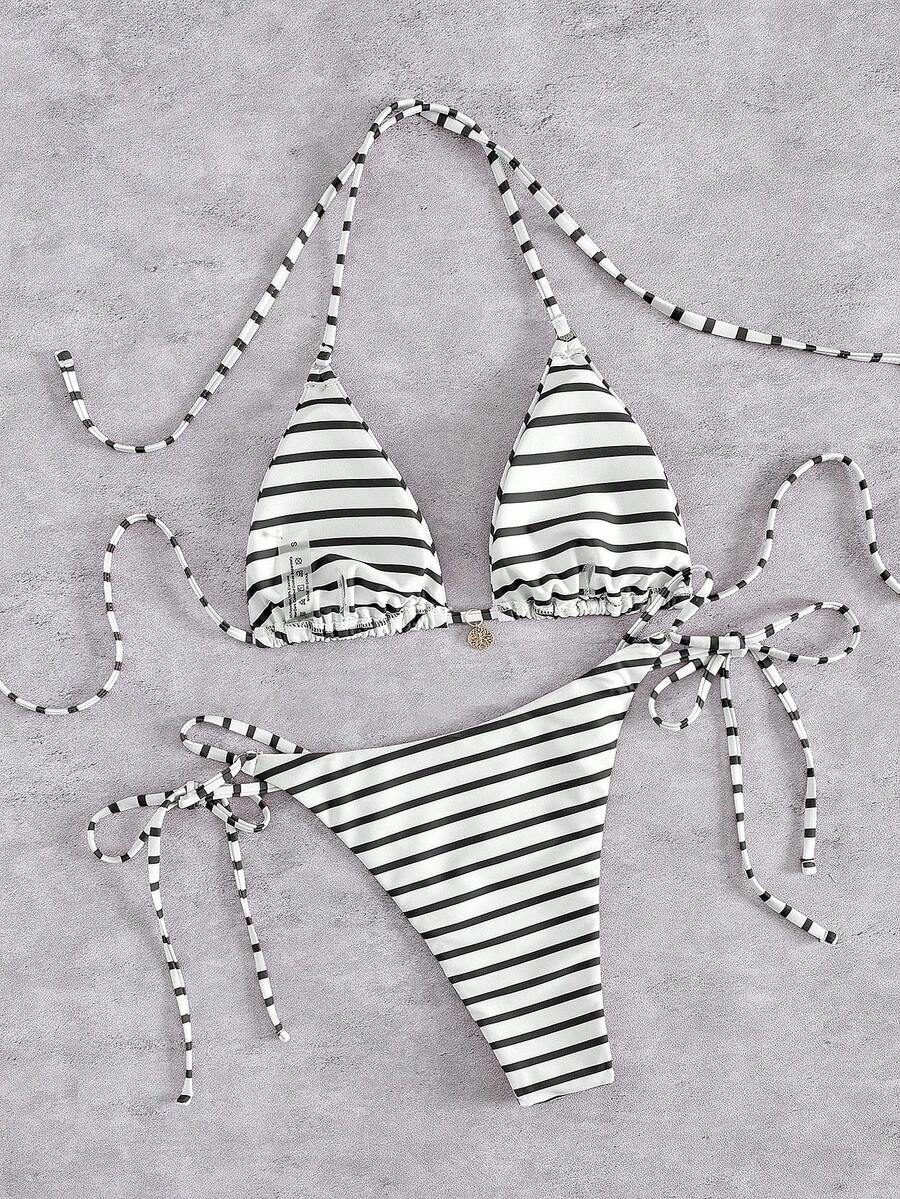 Marine Stripe Triangle Bikini Seti