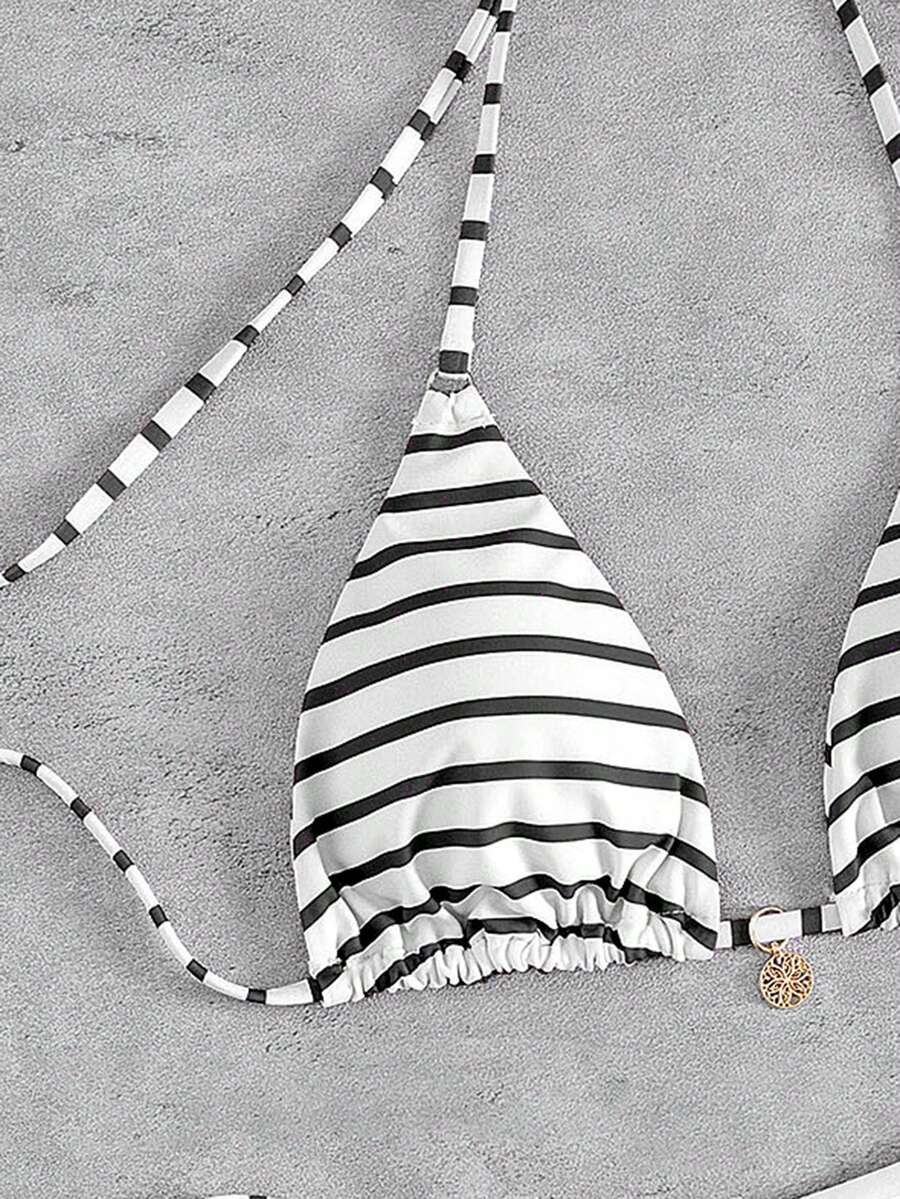 Marine Stripe Triangle Bikini Seti
