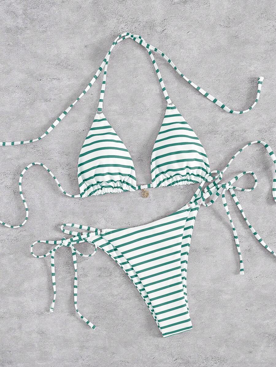 Marine Stripe Triangle Bikini Seti