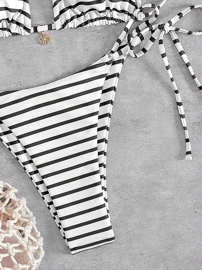 Marine Stripe Triangle Bikini Seti