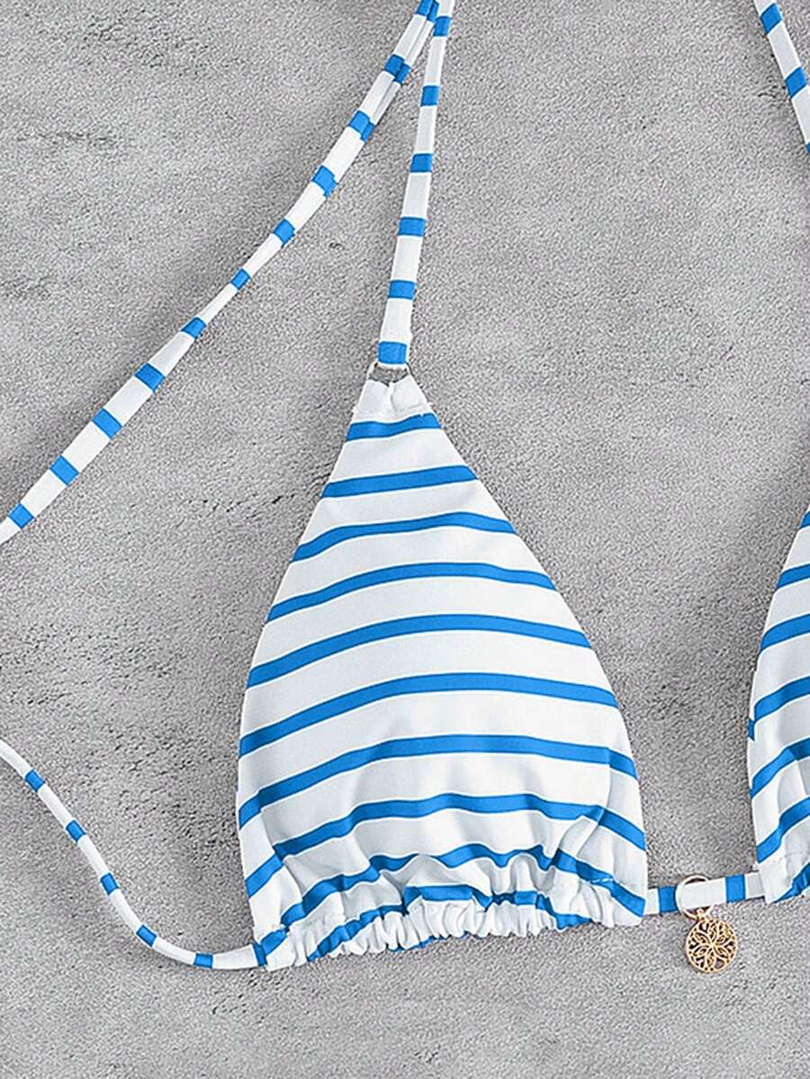 Marine Stripe Triangle Bikini Seti
