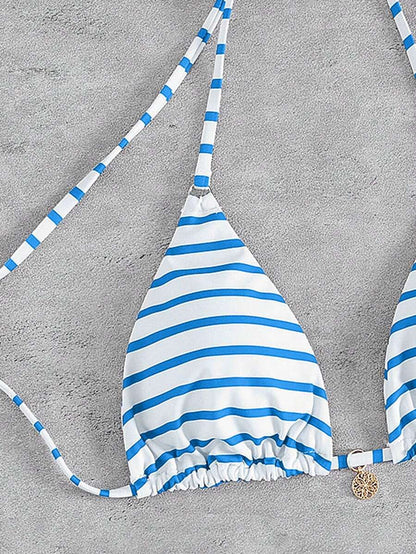 Marine Stripe Triangle Bikini Seti